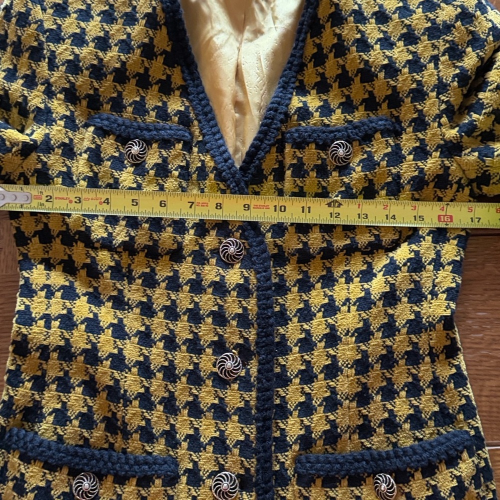Yellow & Black Houndstooth Bouclé Blazer - Picture 6 of 8